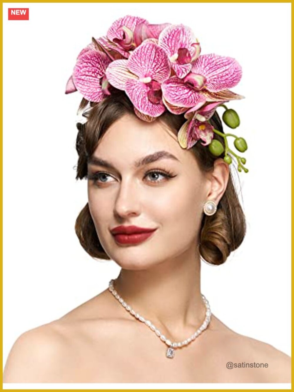 Floral Fascinator Headband Orchid Flower Tea Party Hat One Size